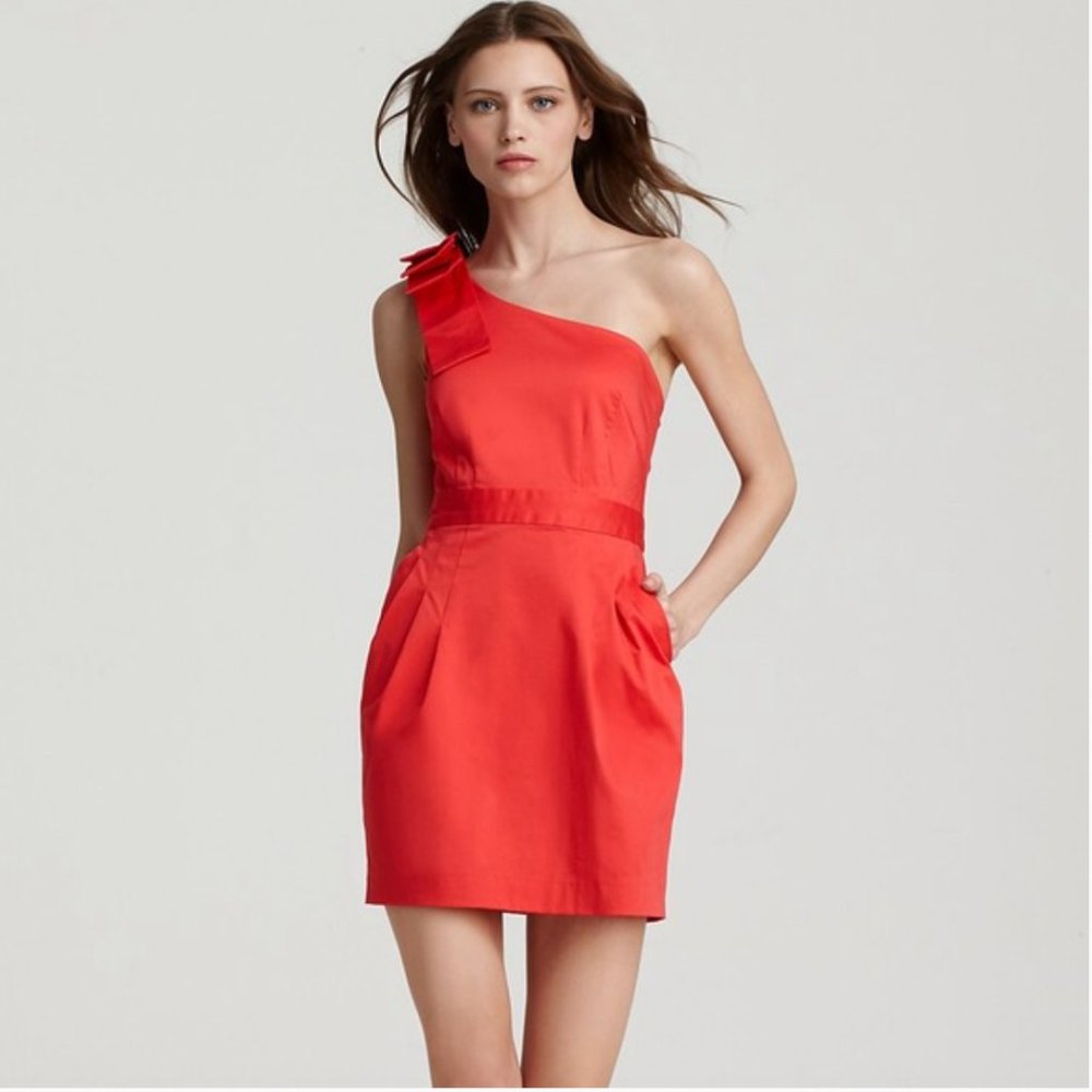 French Connection one shoulder pink mini dress